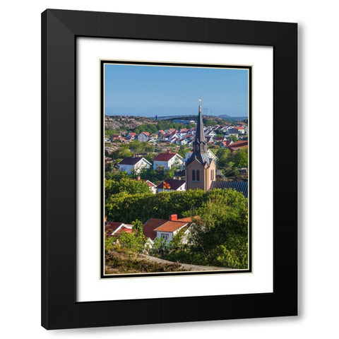 Sweden-Bohuslan-Kungshamn-town view from the south-with church Black Modern Wood Framed Art Print with Double Matting by Bibikow, Walter