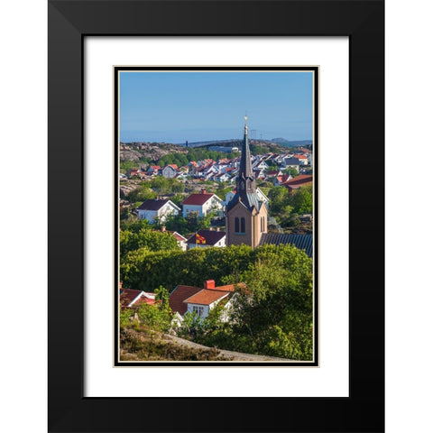 Sweden-Bohuslan-Kungshamn-town view from the south-with church Black Modern Wood Framed Art Print with Double Matting by Bibikow, Walter