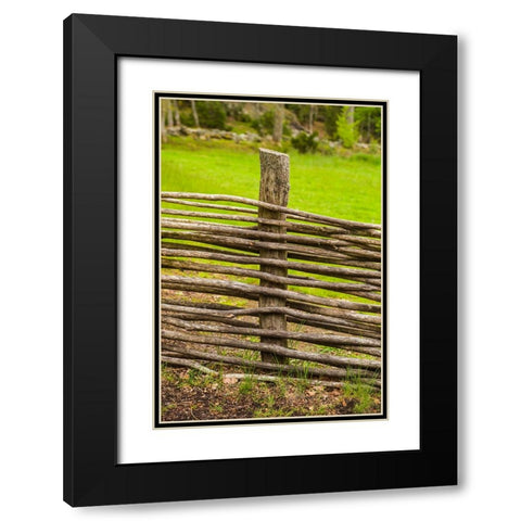 Sweden-Bohuslan-Tanumshede-traditional architecture-wood fence Black Modern Wood Framed Art Print with Double Matting by Bibikow, Walter