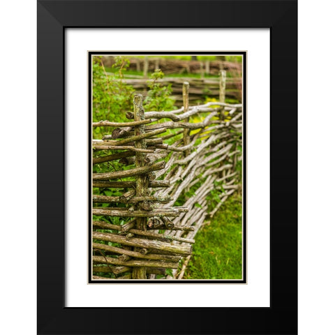 Sweden-Bohuslan-Tanumshede-traditional architecture-wood fence Black Modern Wood Framed Art Print with Double Matting by Bibikow, Walter