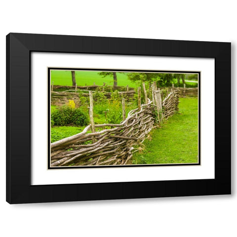 Sweden-Bohuslan-Tanumshede-traditional architecture-wood fence Black Modern Wood Framed Art Print with Double Matting by Bibikow, Walter