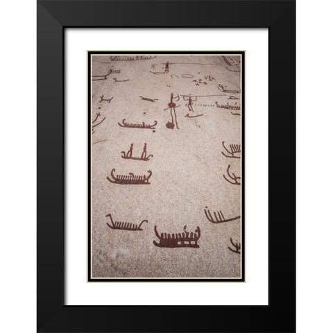 Sweden-Bohuslan-Tanumshede-Bronze Age carving detail of the Tanum area Black Modern Wood Framed Art Print with Double Matting by Bibikow, Walter