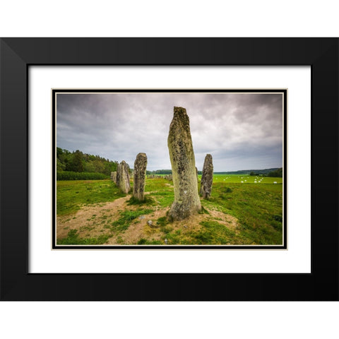 Sweden-Bohuslan-Blomsholm-Blomsholmsskeppet-stone ship circle-Iron-age burial ground-400-600 AD Black Modern Wood Framed Art Print with Double Matting by Bibikow, Walter