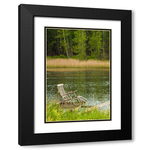 Sweden-Bohuslan-Salto Island-wooden chair Black Modern Wood Framed Art Print with Double Matting by Bibikow, Walter