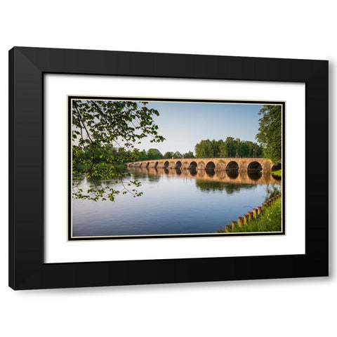 Sweden-Varmland-Karlstad-Ostra bron bridge-longest stone arch bridge in Sweden-built 1797 Black Modern Wood Framed Art Print with Double Matting by Bibikow, Walter