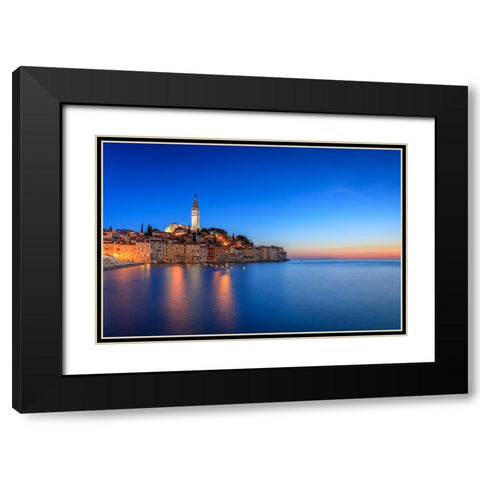 Europe-Croatia-Rovinj-Ocean view of town at sunset Black Modern Wood Framed Art Print with Double Matting by Jaynes Gallery