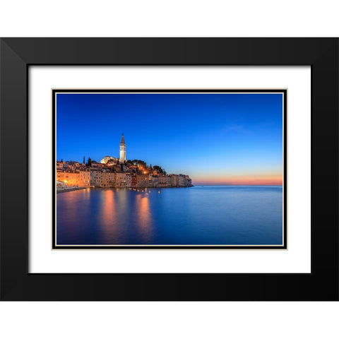 Europe-Croatia-Rovinj-Ocean view of town at sunset Black Modern Wood Framed Art Print with Double Matting by Jaynes Gallery
