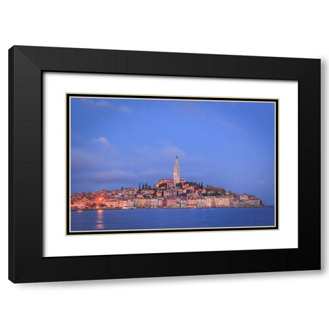 Europe-Croatia-Rovinj-Ocean view of town at sunset Black Modern Wood Framed Art Print with Double Matting by Jaynes Gallery