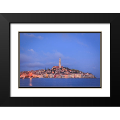 Europe-Croatia-Rovinj-Ocean view of town at sunset Black Modern Wood Framed Art Print with Double Matting by Jaynes Gallery