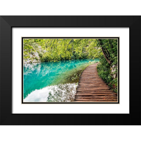 Croatia Plitvice Lakes National Park Walkway along the water in Plitvice Lakes National Park Black Modern Wood Framed Art Print with Double Matting by Wilson, Emily