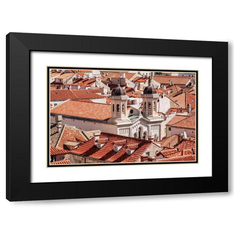 Croatia Dalmatia Dubrovnik Church among red terra cotta tile roofs in the old town of Dubrovnik Black Modern Wood Framed Art Print with Double Matting by Wilson, Emily