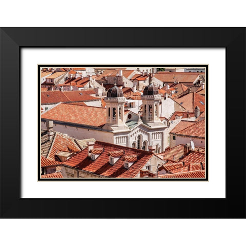 Croatia Dalmatia Dubrovnik Church among red terra cotta tile roofs in the old town of Dubrovnik Black Modern Wood Framed Art Print with Double Matting by Wilson, Emily