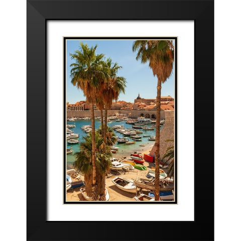 View of boats in Old Port-Dalmatian Coast-Adriatic Sea-Croatia-Eastern Europe Black Modern Wood Framed Art Print with Double Matting by Haseltine, Tom