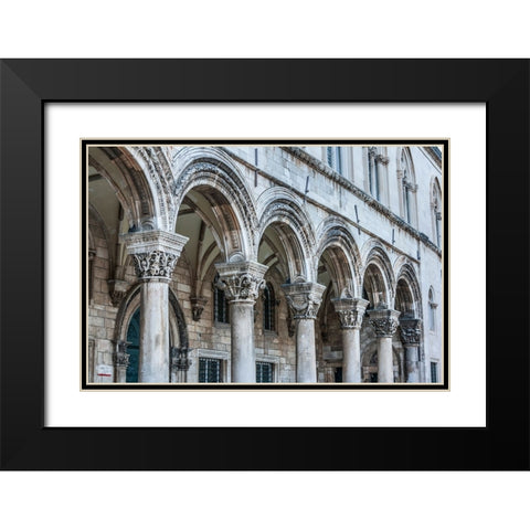 Dubrovnik-Croatia-Ornate columns at Sponza Palace Black Modern Wood Framed Art Print with Double Matting by Haseltine, Tom