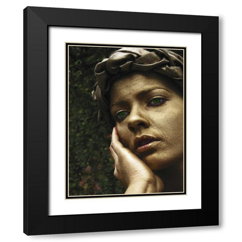 England, London Gold-painted face of female mime Black Modern Wood Framed Art Print with Double Matting by Ross, Nancy ,  Steve