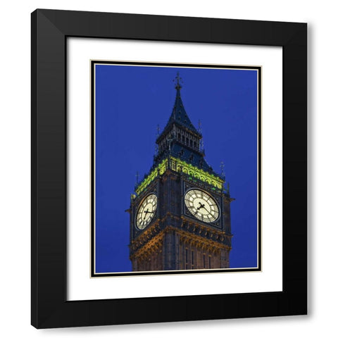 Great Britain, London Big Ben Clock Tower, dusk Black Modern Wood Framed Art Print with Double Matting by Flaherty, Dennis