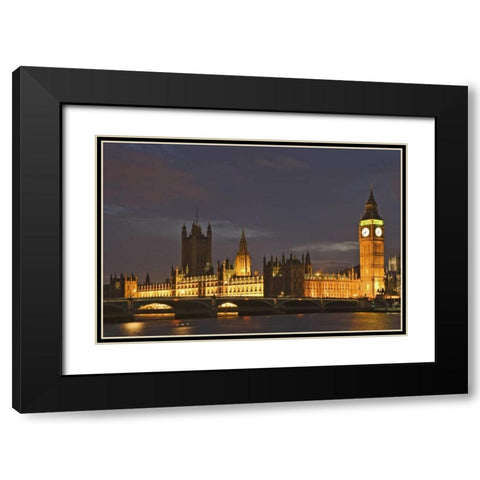 Great Britain, London Big Ben and Parliament, Black Modern Wood Framed Art Print with Double Matting by Flaherty, Dennis