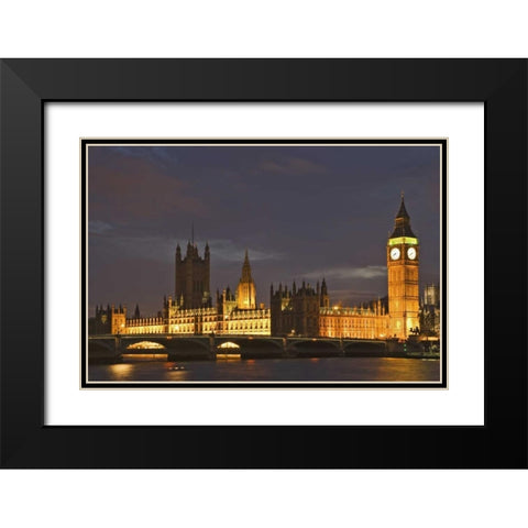 Great Britain, London Big Ben and Parliament, Black Modern Wood Framed Art Print with Double Matting by Flaherty, Dennis