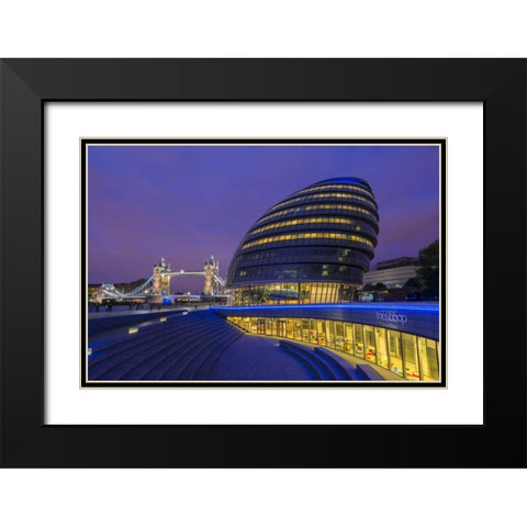 England, London City Hall and the Tower Bridge Black Modern Wood Framed Art Print with Double Matting by Kirkland, Dennis