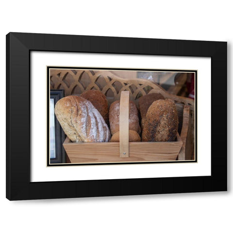 Basket of breads was found sitting on a bench outside a bakery in Glastonbury-England Black Modern Wood Framed Art Print with Double Matting by Ostrowitz, Mallorie