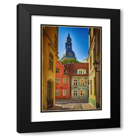 Estonia, Tallinn A street in the old town Black Modern Wood Framed Art Print with Double Matting by Zuckerman, Jim