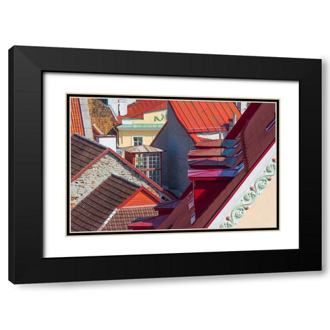 Red roofs of historical buildings in the old town-Tallinn-Estonia Black Modern Wood Framed Art Print with Double Matting by Su, Keren