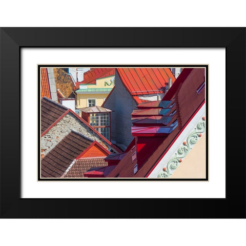 Red roofs of historical buildings in the old town-Tallinn-Estonia Black Modern Wood Framed Art Print with Double Matting by Su, Keren
