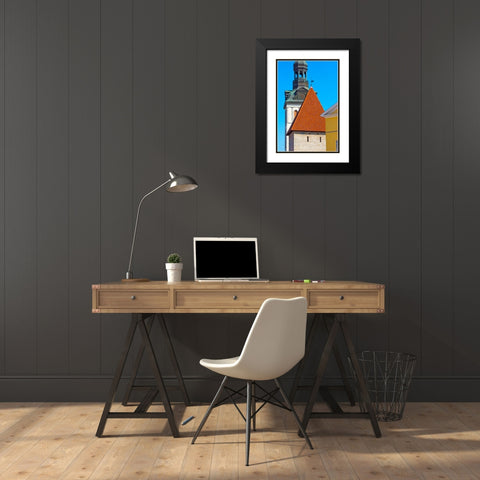 St-Marys Cathedral spire and Maiden Tower in the old town-Tallinn-Estonia Black Modern Wood Framed Art Print with Double Matting by Su, Keren