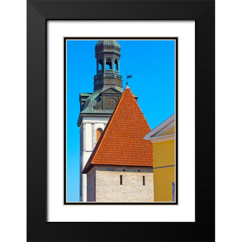 St-Marys Cathedral spire and Maiden Tower in the old town-Tallinn-Estonia Black Modern Wood Framed Art Print with Double Matting by Su, Keren