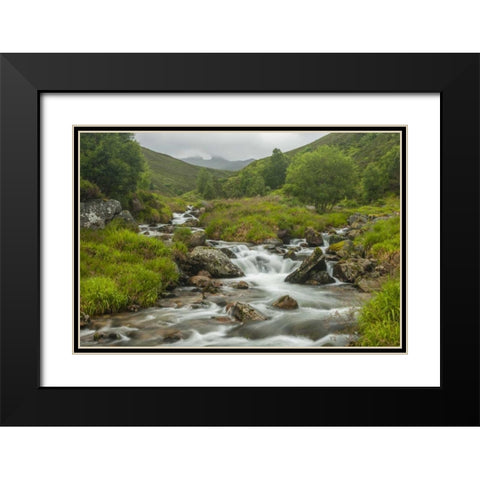 Scotland, Cairngorm NP Mountain stream cascade Black Modern Wood Framed Art Print with Double Matting by Illg, Cathy and Gordon