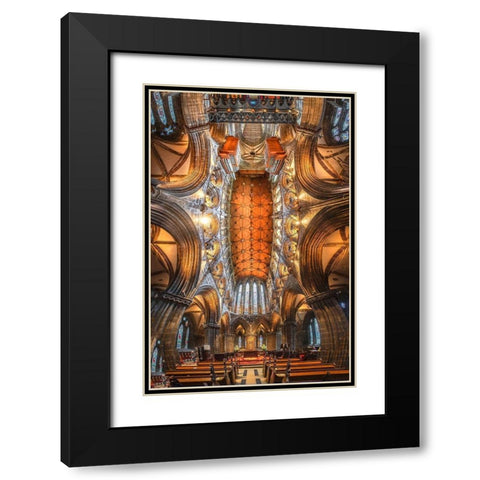 Scotland-Glasgow Abstract panoramic of 12th century cathedral interior and ceiling Black Modern Wood Framed Art Print with Double Matting by Jaynes Gallery