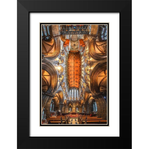 Scotland-Glasgow Abstract panoramic of 12th century cathedral interior and ceiling Black Modern Wood Framed Art Print with Double Matting by Jaynes Gallery