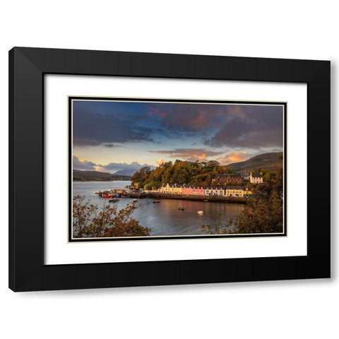 Portree Harbor Portree is the Capital town on the Isle of Skye-Scotland Black Modern Wood Framed Art Print with Double Matting by Norring, Tom