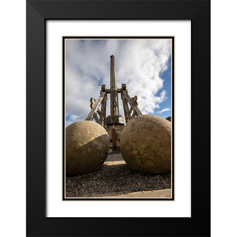Defensive stone slingshot Urquhart Castle Loch Ness-Scotland Black Modern Wood Framed Art Print with Double Matting by Norring, Tom