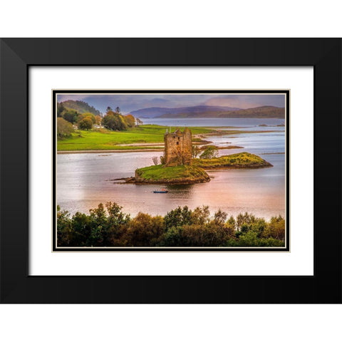 Castle Stalker built on a small Island near Port Appin 14th Century-Scotland Black Modern Wood Framed Art Print with Double Matting by Norring, Tom