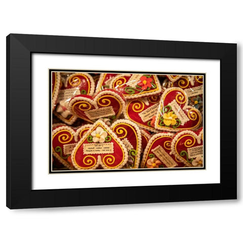 Slovenia-Radovljica Heart-shaped marzipan sweets for sale Black Modern Wood Framed Art Print with Double Matting by Looney, Hollice