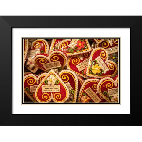 Slovenia-Radovljica Heart-shaped marzipan sweets for sale Black Modern Wood Framed Art Print with Double Matting by Looney, Hollice