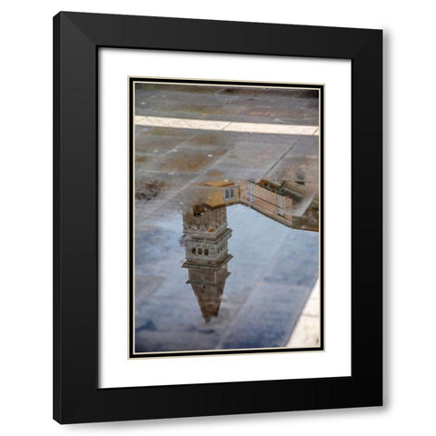 Slovenia-Piran Reflection of a tower after the rain Black Modern Wood Framed Art Print with Double Matting by Looney, Hollice