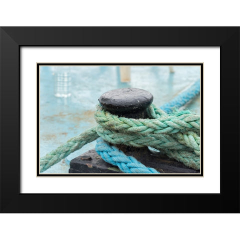 Rope anchoring boat-Klaipeda-Lithuania Black Modern Wood Framed Art Print with Double Matting by Su, Keren