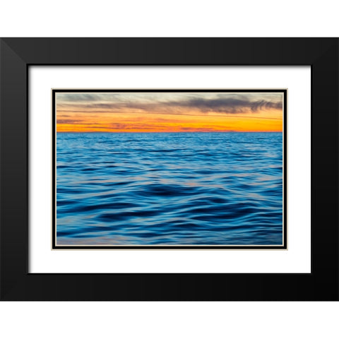 Ocean waves at sunset-Greenland Black Modern Wood Framed Art Print with Double Matting by Su, Keren