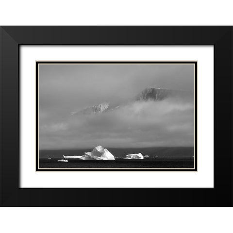 Floating iceberg in the ocean-Greenland Black Modern Wood Framed Art Print with Double Matting by Su, Keren