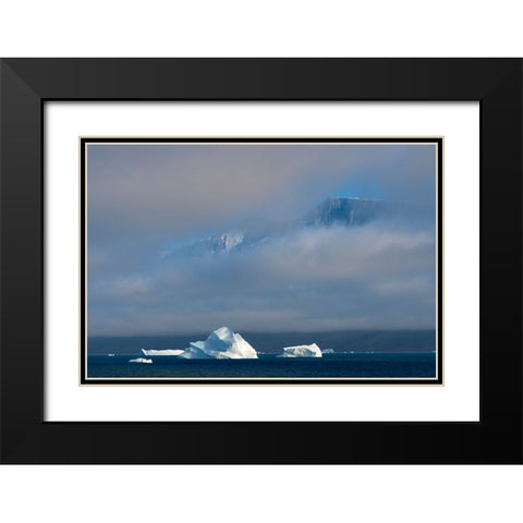 Floating iceberg in the ocean-Greenland Black Modern Wood Framed Art Print with Double Matting by Su, Keren