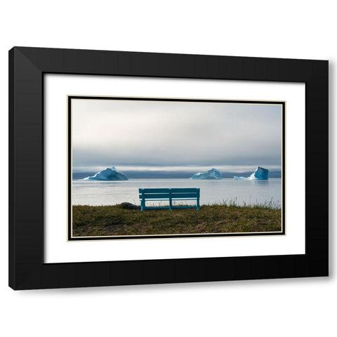 Floating iceberg in the fjord-Qeqertarsuaq-Greenland Black Modern Wood Framed Art Print with Double Matting by Su, Keren