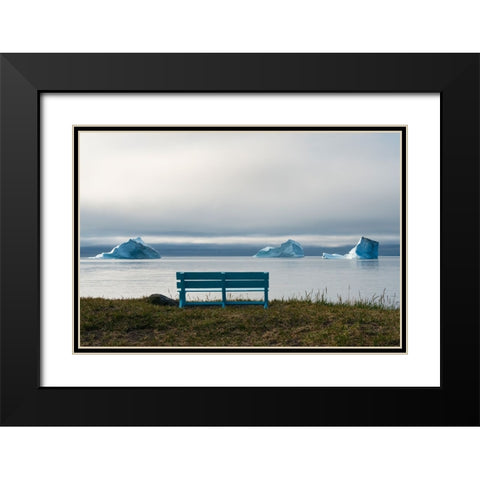 Floating iceberg in the fjord-Qeqertarsuaq-Greenland Black Modern Wood Framed Art Print with Double Matting by Su, Keren