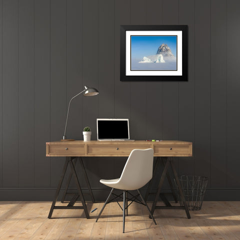 Icebergs frozen into the sea ice of the Uummannaq Fjord System during winter  Black Modern Wood Framed Art Print with Double Matting by Zwick, Martin