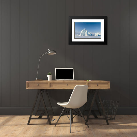 Icebergs frozen into the sea ice of the Uummannaq Fjord System during winter  Black Modern Wood Framed Art Print with Double Matting by Zwick, Martin