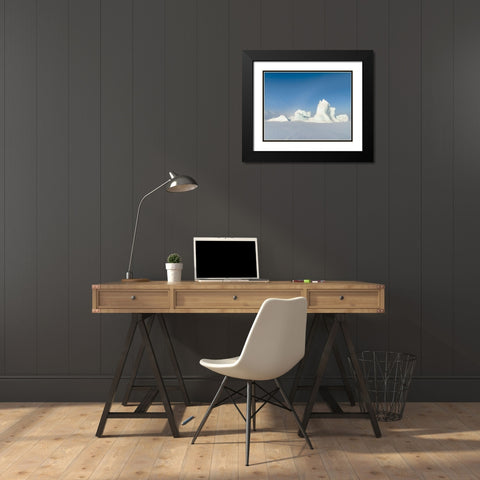 Icebergs frozen into the sea ice of the Uummannaq Fjord System during winter  Black Modern Wood Framed Art Print with Double Matting by Zwick, Martin