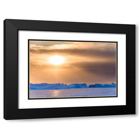 Sunset during winter at the Ilulissat Fjord-located in the Disko Bay in West Greenland Black Modern Wood Framed Art Print with Double Matting by Zwick, Martin