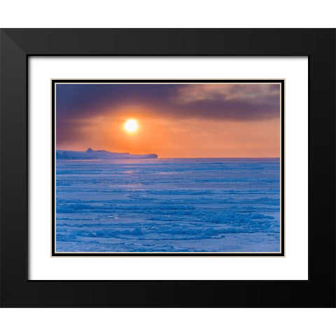 Sunset during winter at the Ilulissat Fjord-located in the Disko Bay in West Greenland Black Modern Wood Framed Art Print with Double Matting by Zwick, Martin