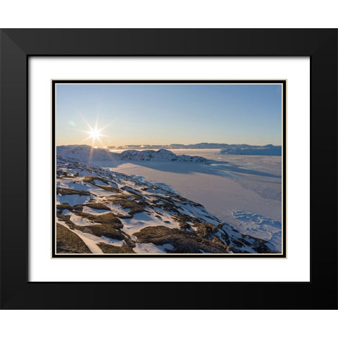 Sunrise during winter at the Ilulissat Icefjord-located in the Disko Bay in West Greenland Black Modern Wood Framed Art Print with Double Matting by Zwick, Martin